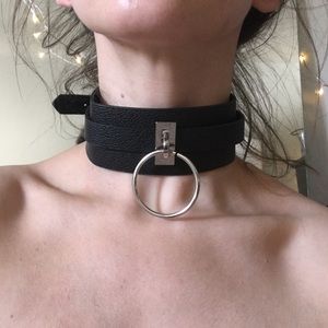 O Ring Choker Collar Vegan Leather